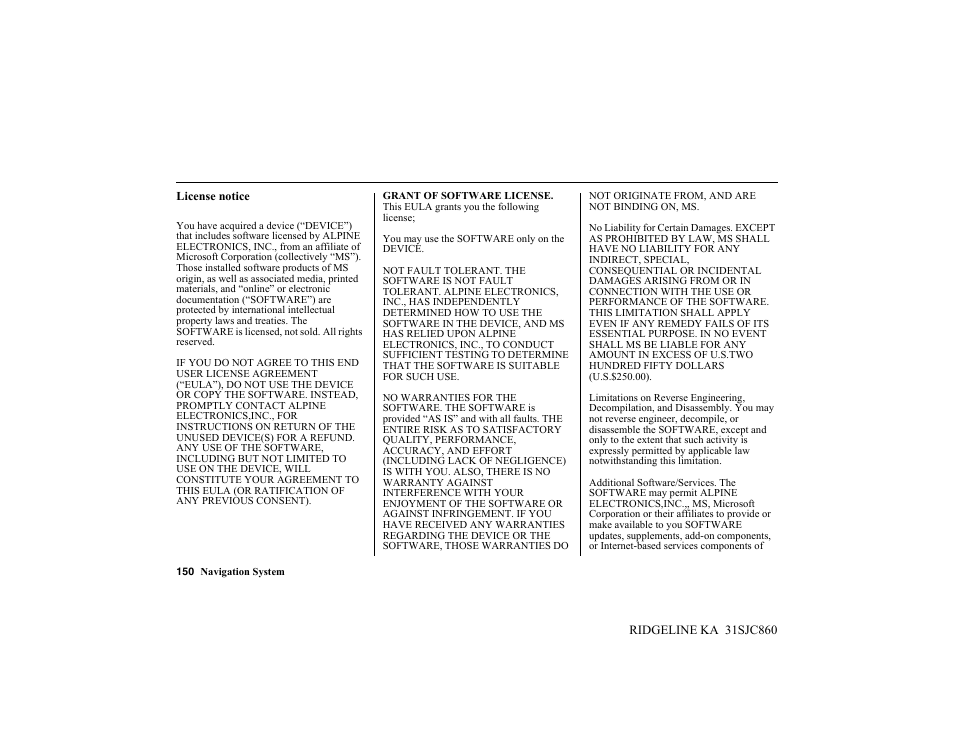 HONDA 2014 Ridgeline - Navigation Manual User Manual | Page 150 / 151