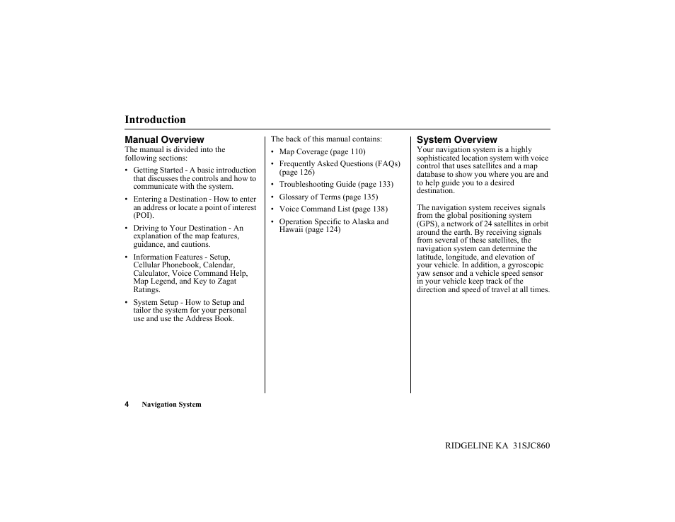 Introduction | HONDA 2014 Ridgeline - Navigation Manual User Manual | Page 4 / 151