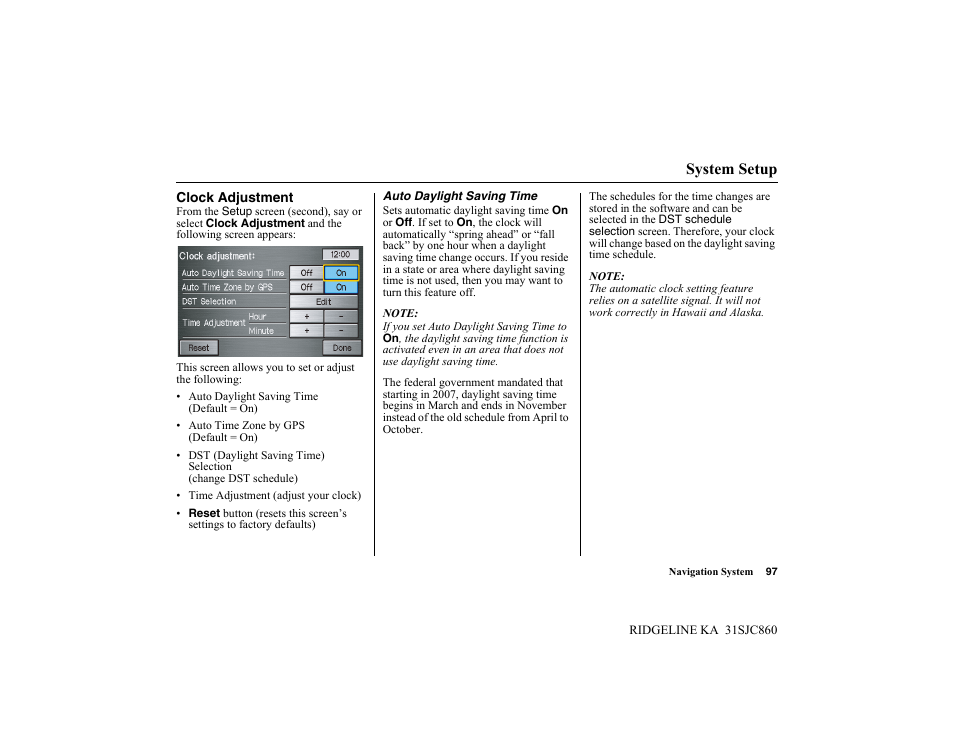 System setup | HONDA 2014 Ridgeline - Navigation Manual User Manual | Page 97 / 151