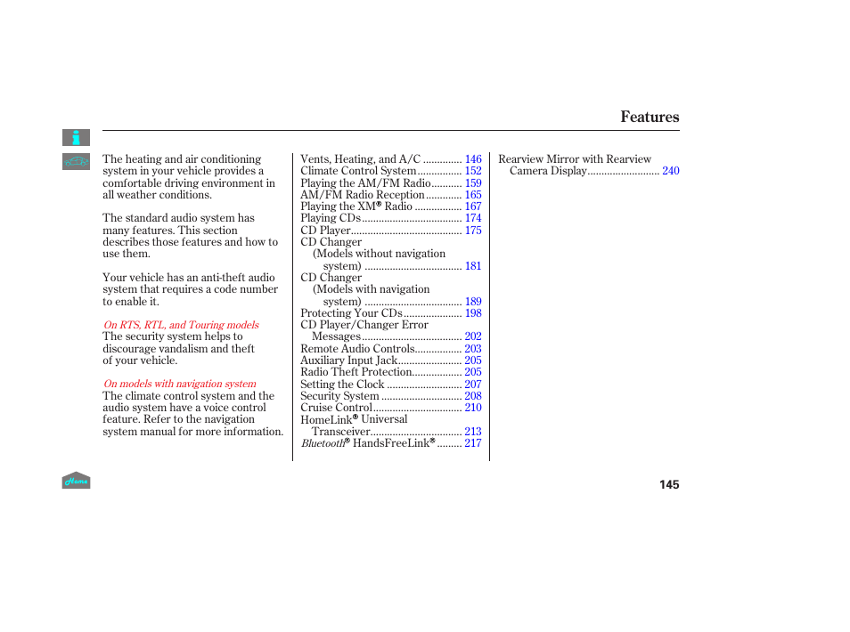 Features | HONDA 2014 Ridgeline - Owner's Manual User Manual | Page 150 / 422