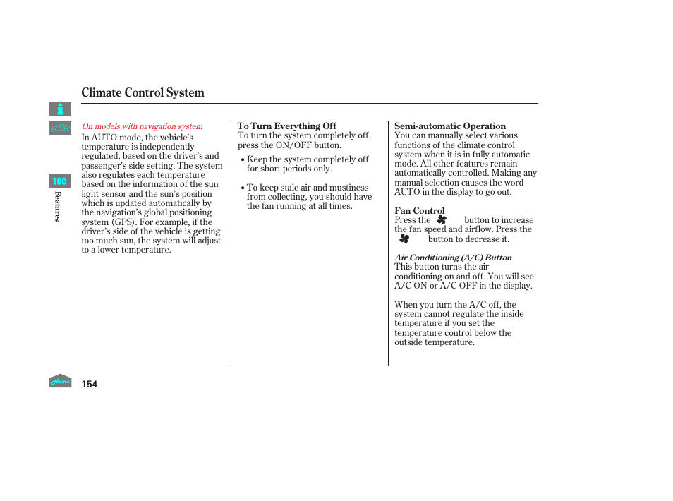 Climate control system | HONDA 2014 Ridgeline - Owner's Manual User Manual | Page 159 / 422