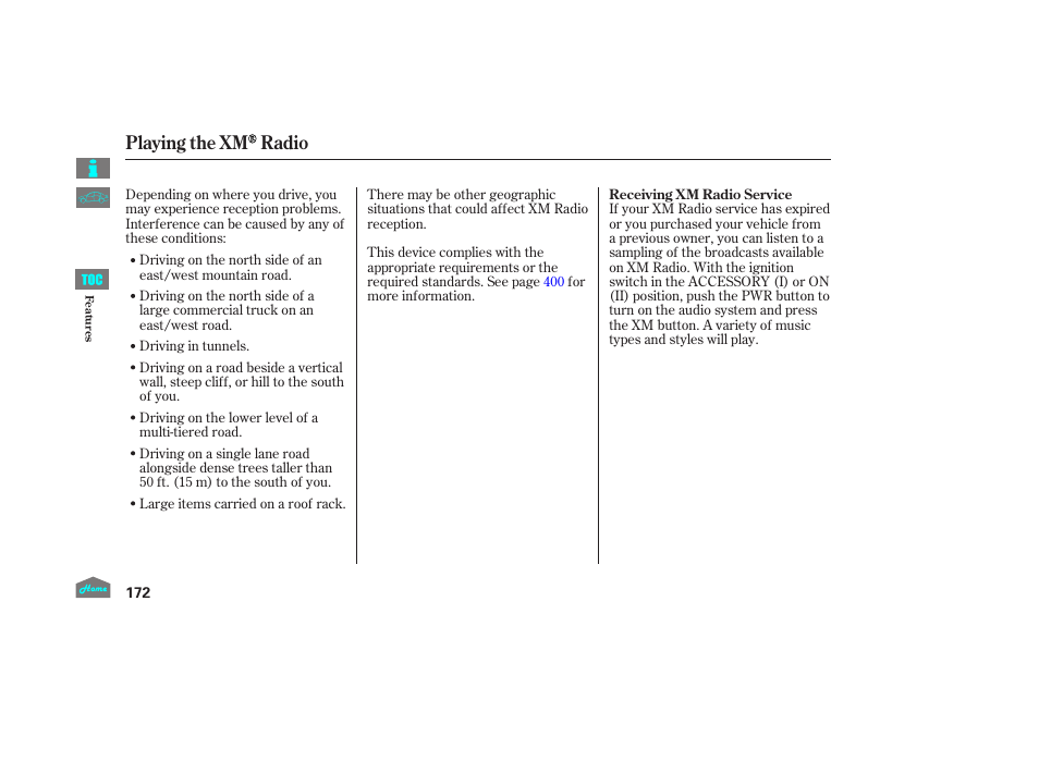 Playing the xm radio | HONDA 2014 Ridgeline - Owner's Manual User Manual | Page 177 / 422