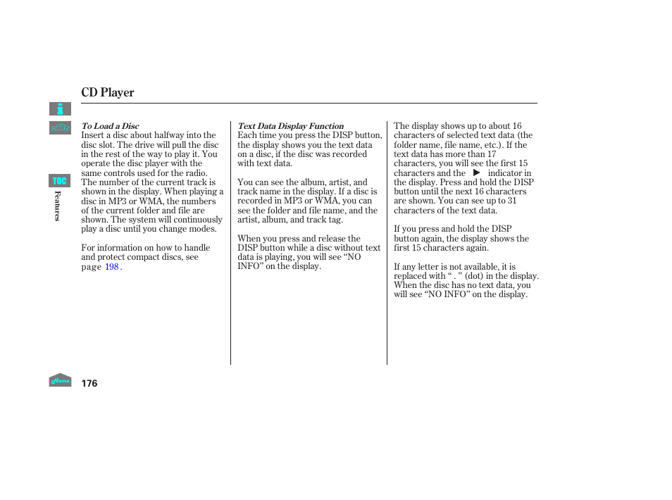Cd player | HONDA 2014 Ridgeline - Owner's Manual User Manual | Page 181 / 422