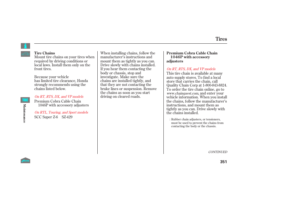 Tires | HONDA 2014 Ridgeline - Owner's Manual User Manual | Page 356 / 422