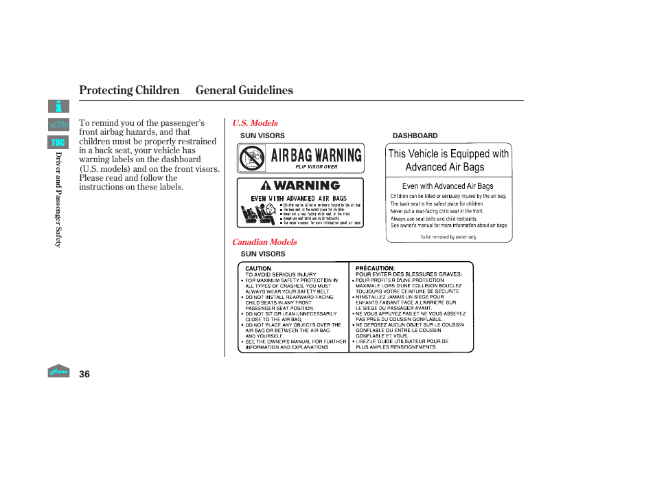 Protecting children general guidelines | HONDA 2014 Ridgeline - Owner's Manual User Manual | Page 41 / 422