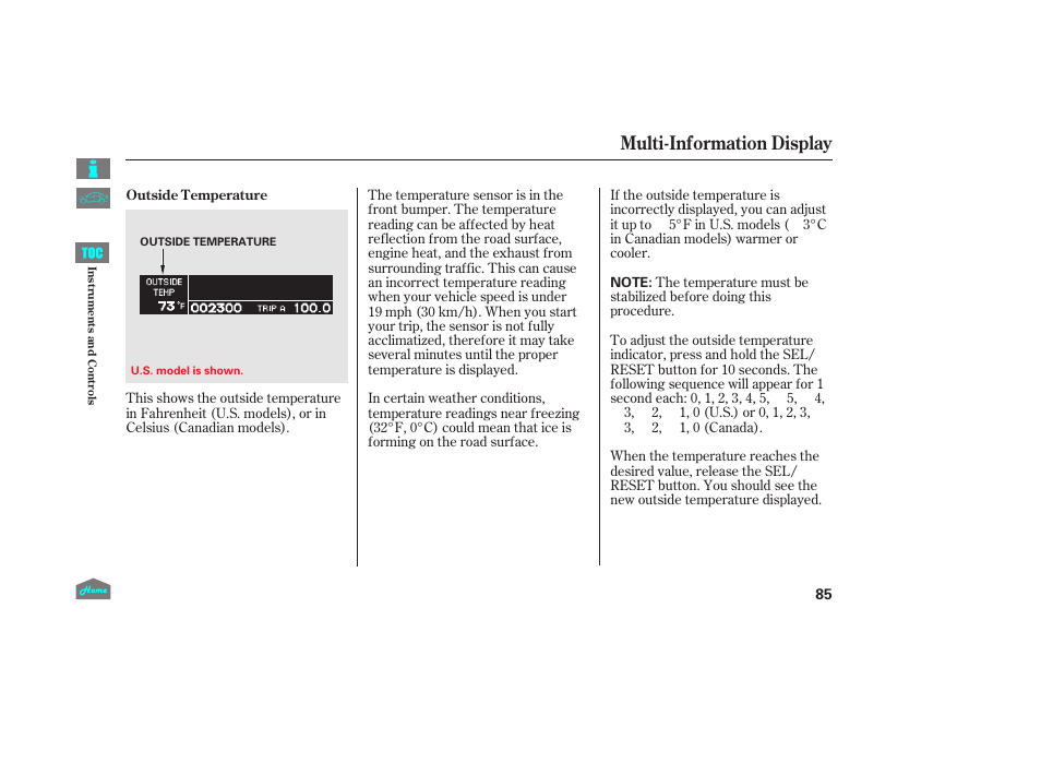 Multi-information display | HONDA 2014 Ridgeline - Owner's Manual User Manual | Page 90 / 422