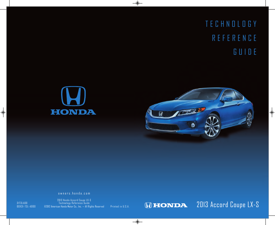 HONDA 2013 Accord Coupe (LX-S) - Technology Reference Guide User Manual | 14 pages