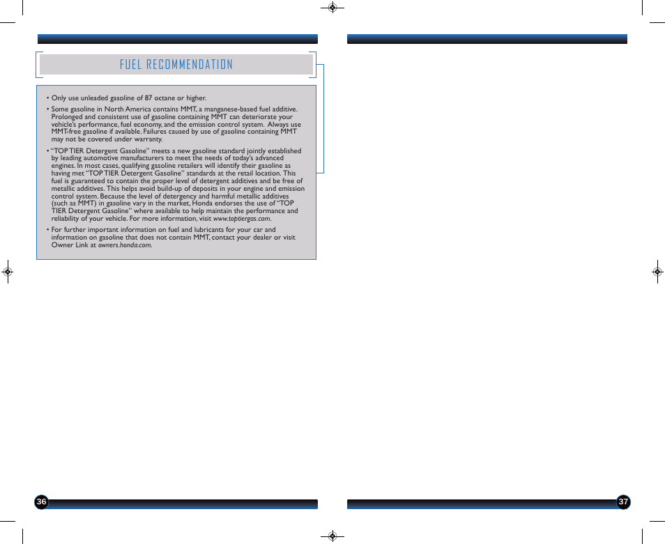 Fuel recommendation | HONDA 2013 Accord Coupe (EX & EX-L) - Technology Reference Guide User Manual | Page 20 / 20