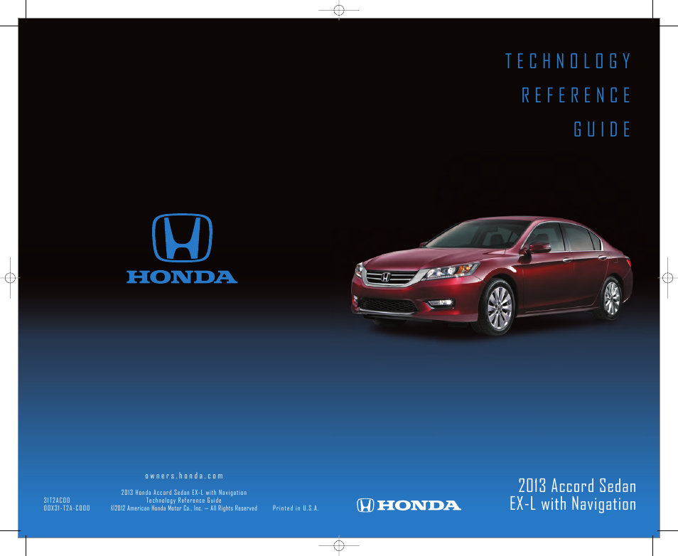 HONDA 2013 Accord Sedan (EX-L with Navigation) - Technology Reference Guide User Manual | 24 pages