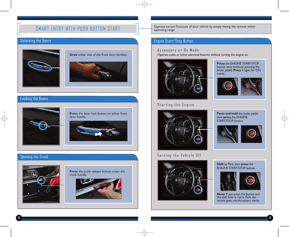 Smart entry with push button start | HONDA 2013 Accord Sedan (EX-L) - Technology Reference Guide User Manual | Page 3 / 20