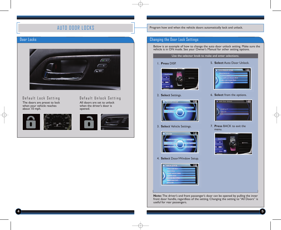 Auto door locks | HONDA 2013 Accord Sedan (EX-L) - Technology Reference Guide User Manual | Page 4 / 20