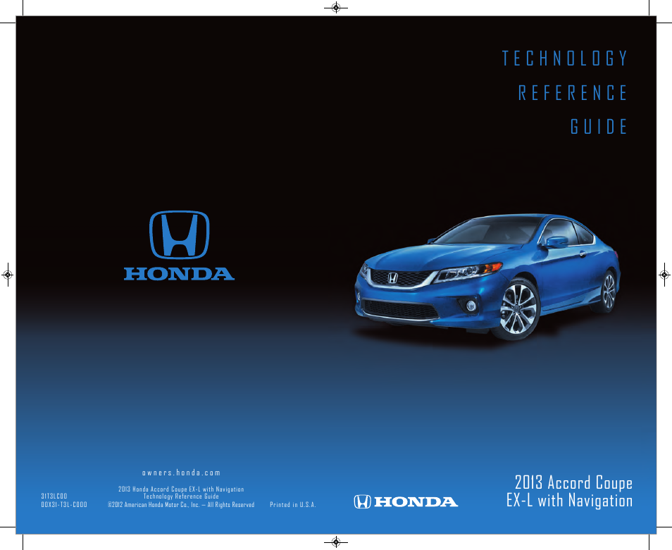 HONDA 2013 Accord Coupe (EX-L with Navigation) - Technology Reference Guide User Manual | 24 pages