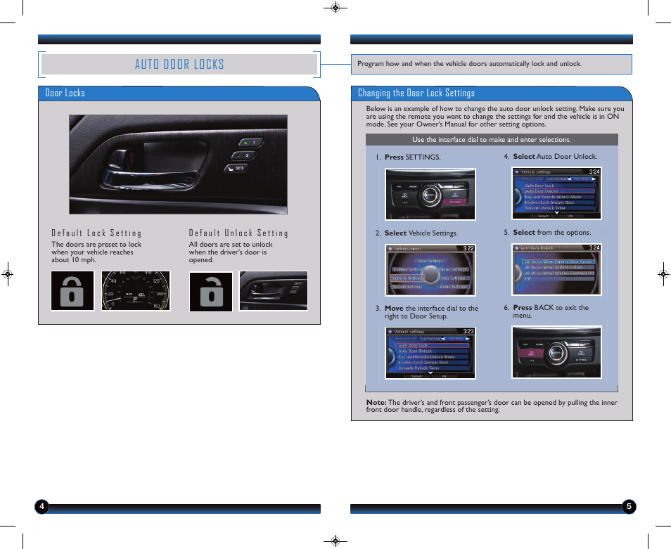 Auto door locks | HONDA 2013 Accord Coupe (EX-L with Navigation) - Technology Reference Guide User Manual | Page 4 / 24