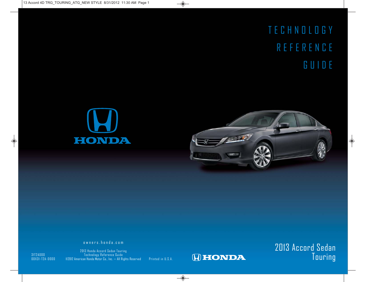 HONDA 2013 Accord Sedan (Touring) - Technology Reference Guide User Manual | 26 pages