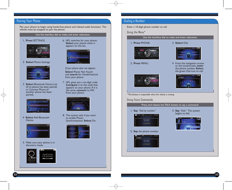 Dialing a number, Pairing your phone | HONDA 2013 Accord Sedan (Touring) - Technology Reference Guide User Manual | Page 18 / 26