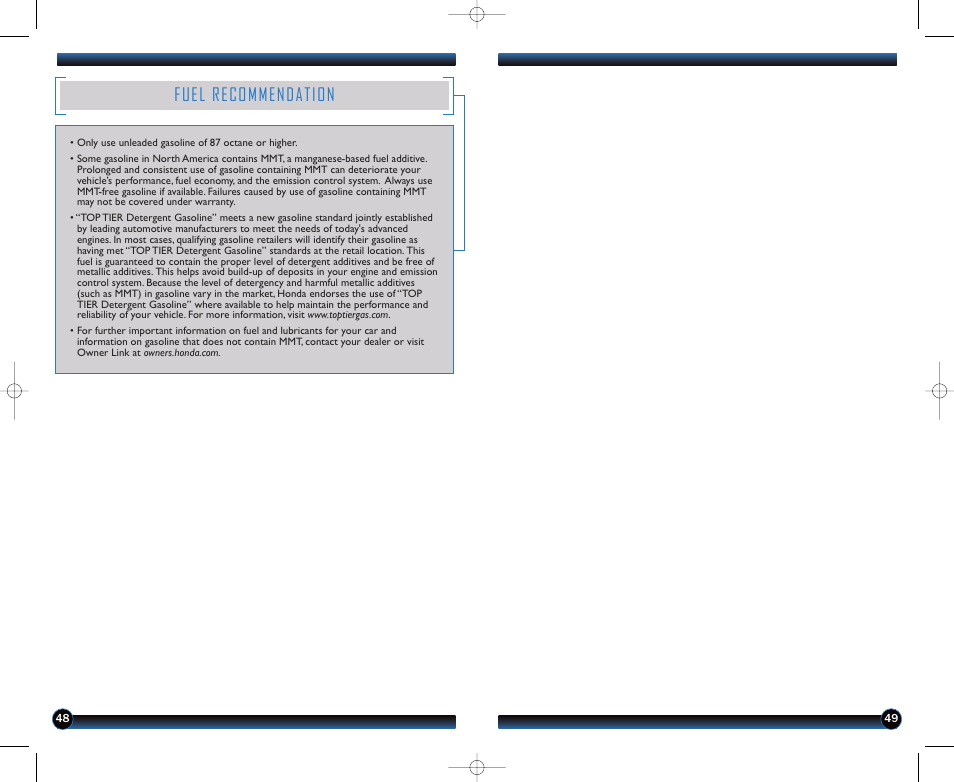 Fuel recommendation | HONDA 2013 Accord Sedan (Touring) - Technology Reference Guide User Manual | Page 26 / 26