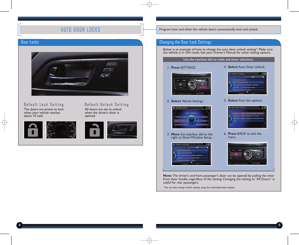 Auto door locks | HONDA 2013 Accord Sedan (Touring) - Technology Reference Guide User Manual | Page 4 / 26
