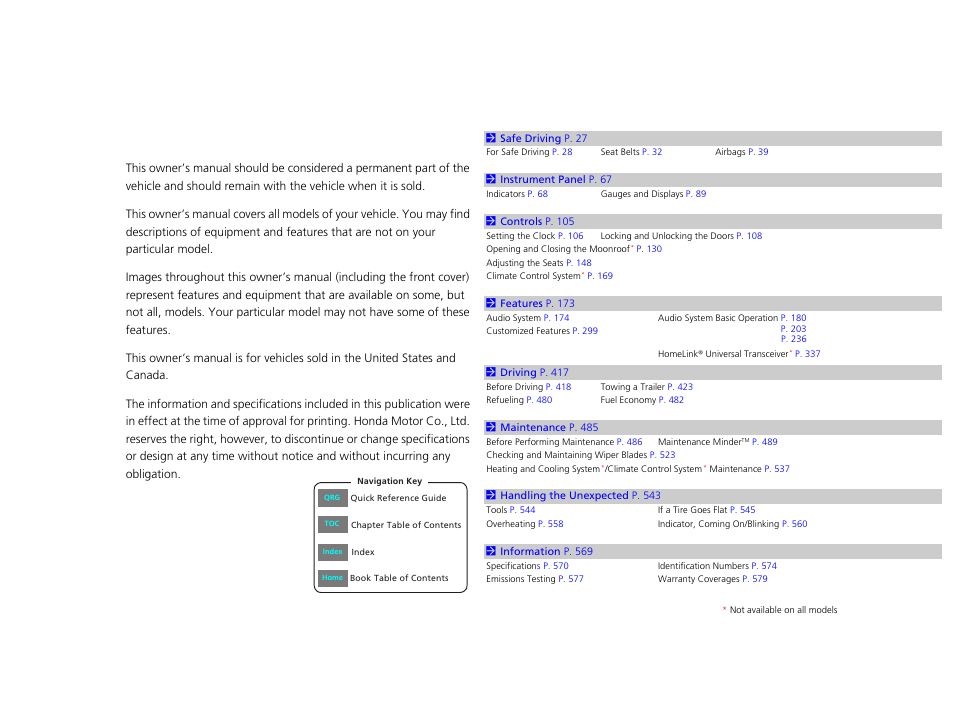 HONDA 2013 Accord Sedan - Owner's Manual User Manual | 595 pages