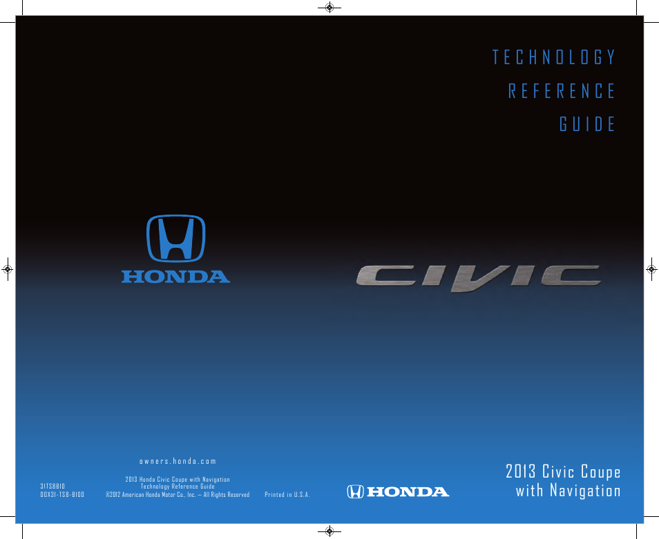 HONDA 1983 Civic Coupe (with Navigation) - Technology Reference Guide User Manual | 17 pages