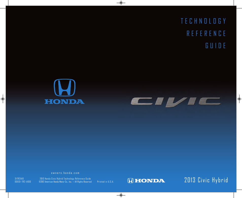 HONDA 2013 Civic Hybrid - Technology Reference Guide User Manual | 16 pages