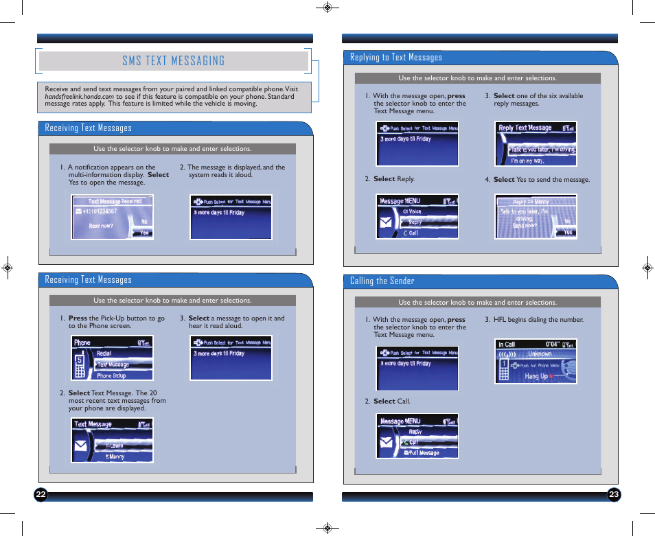 Sms text messaging | HONDA 2013 Civic Hybrid - Technology Reference Guide User Manual | Page 13 / 16