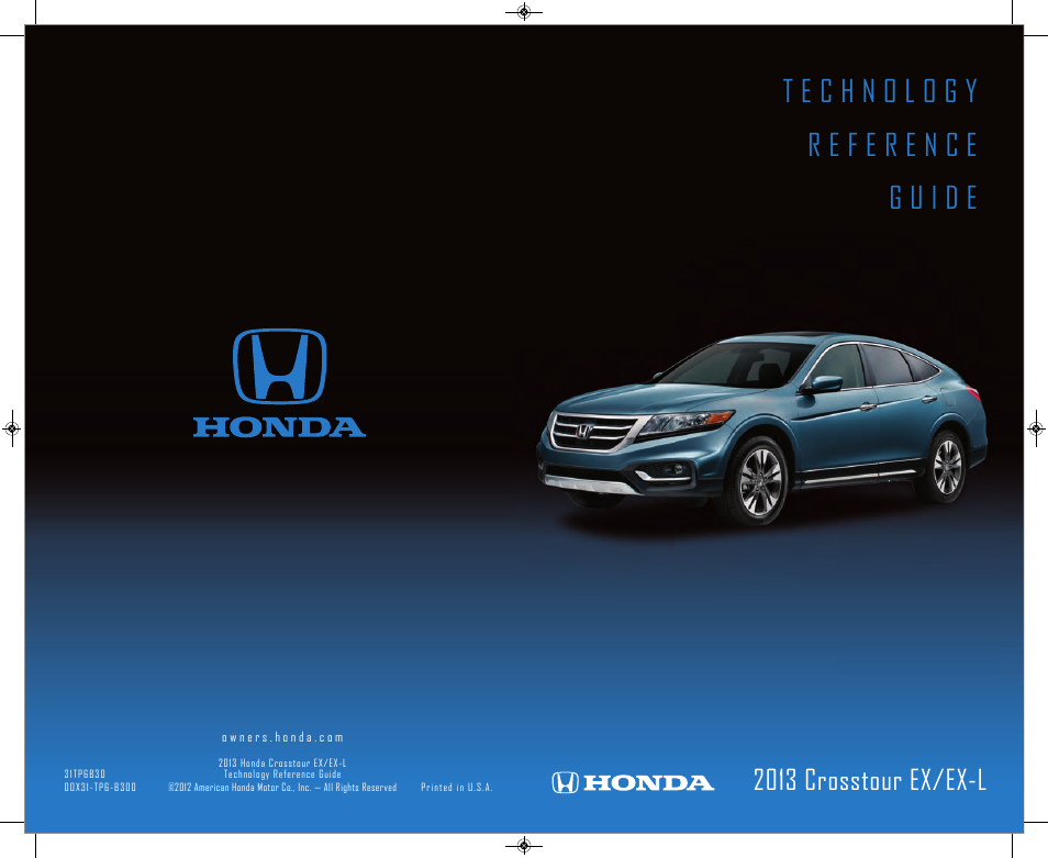 HONDA 2013 Crosstour (EX/EX-L) - Technology Reference Guide User Manual | 20 pages