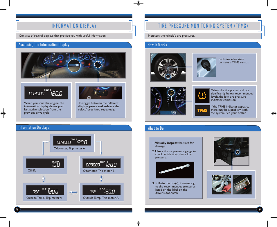 Information display, Tire pressure monitoring system (tpms) | HONDA 2013 Crosstour (EX/EX-L) - Technology Reference Guide User Manual | Page 6 / 20