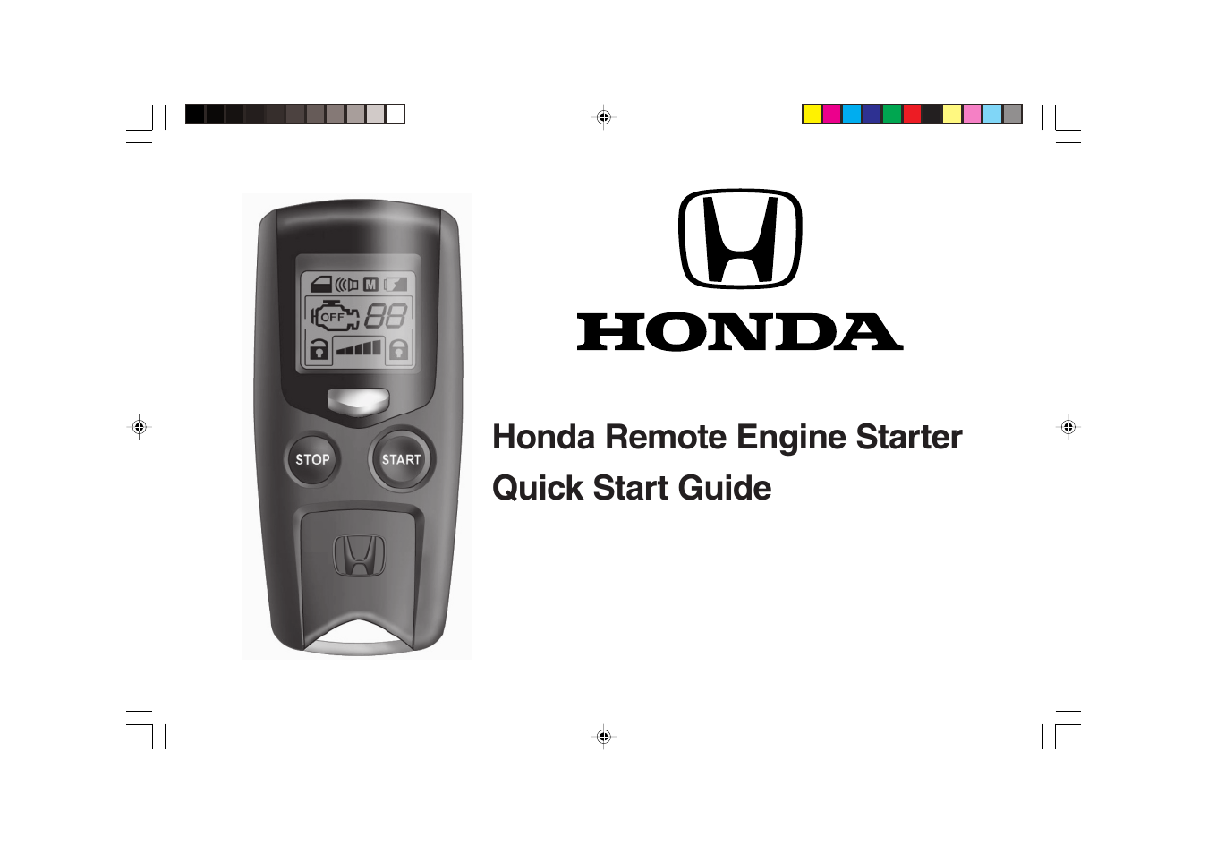 HONDA 1981 Civic Sedan (Remote Engine Starter) - Quick Start Guide User Manual | 6 pages