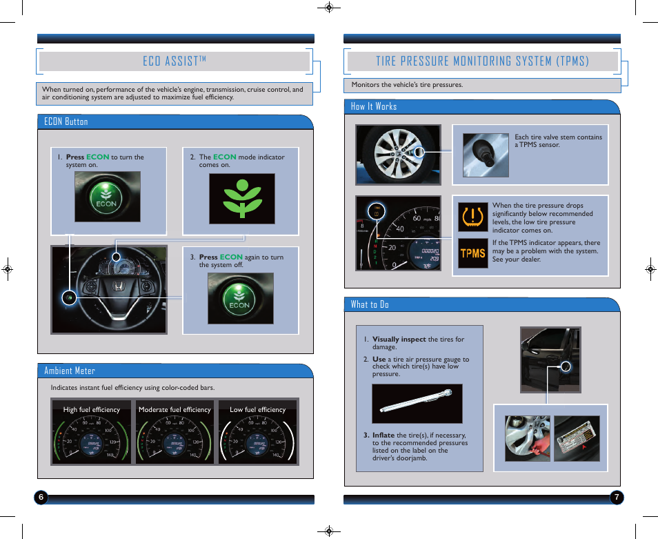 Eco assist, Tire pressure monitoring system (tpms) | HONDA 2013 CR-V (EX-L with Navigation) - Technology Reference Guide User Manual | Page 5 / 16