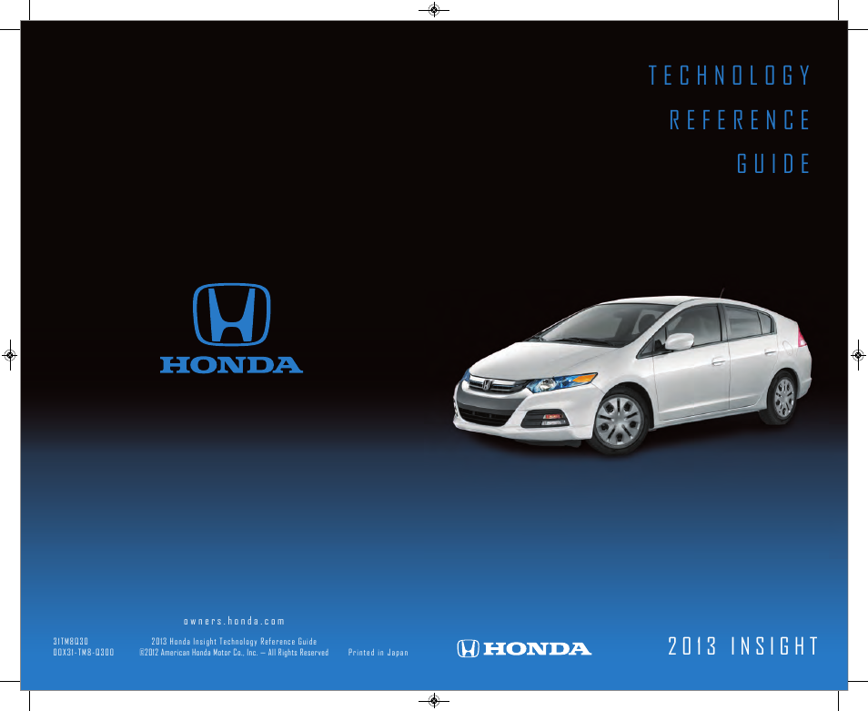 HONDA 2013 Insight - Technology Reference Guide User Manual | 11 pages