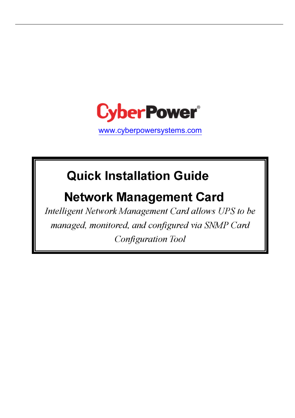 CyberPower Systems CyberPower RMCARD201 User Manual | 8 pages