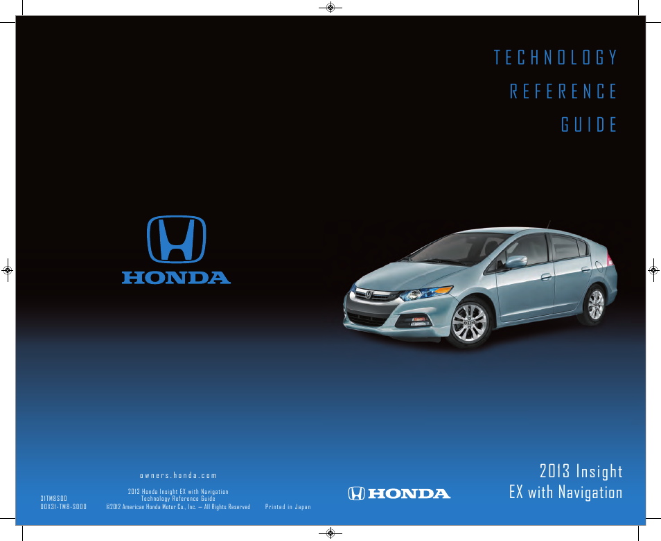 HONDA 2013 Insight (with Navigation) - Technology Reference Guide User Manual | 16 pages