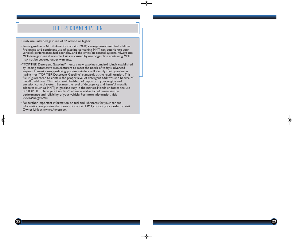 Fuel recommendation | HONDA 2013 Odyssey (LX, EX, EX-L, & EX-L w/ RES) - Technology Reference Guide User Manual | Page 13 / 13