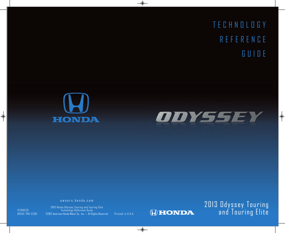 HONDA 2013 Odyssey (Touring & Touring Elite) - Technology Reference Guide User Manual | 21 pages