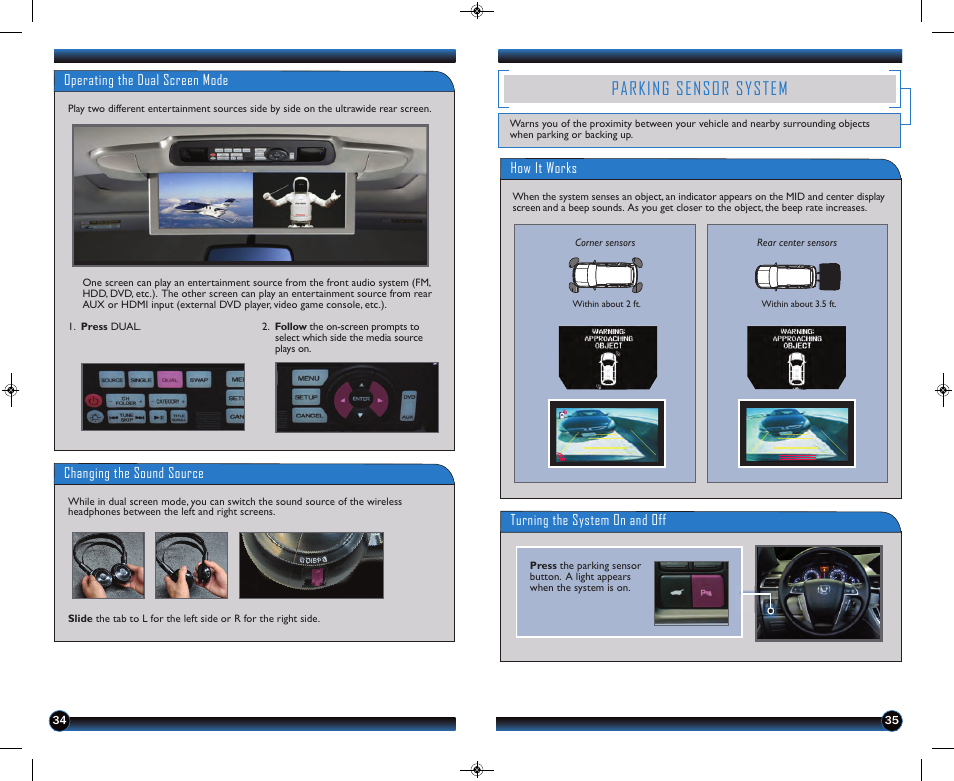 Parking sensor system | HONDA 2013 Odyssey (Touring & Touring Elite) - Technology Reference Guide User Manual | Page 19 / 21