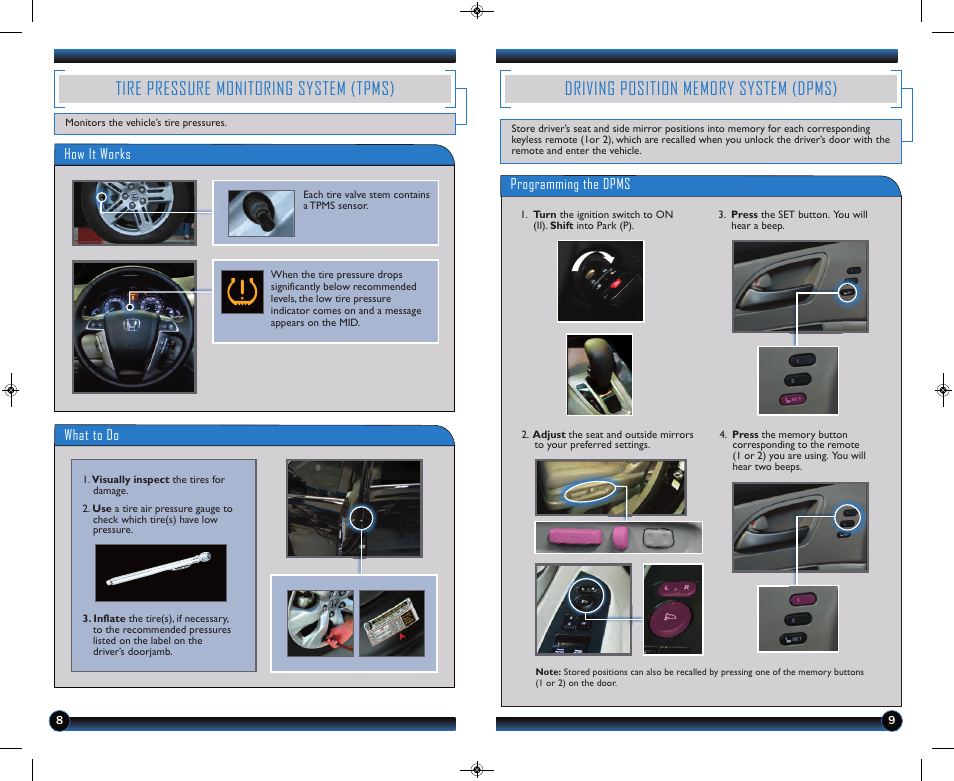 Tire pressure monitoring system (tpms) | HONDA 2013 Odyssey (Touring & Touring Elite) - Technology Reference Guide User Manual | Page 6 / 21