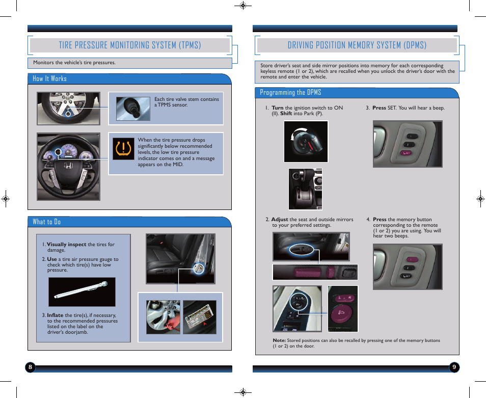 Tire pressure monitoring system (tpms) | HONDA 2013 Pilot (Touring) - Technology Reference Guide User Manual | Page 6 / 18