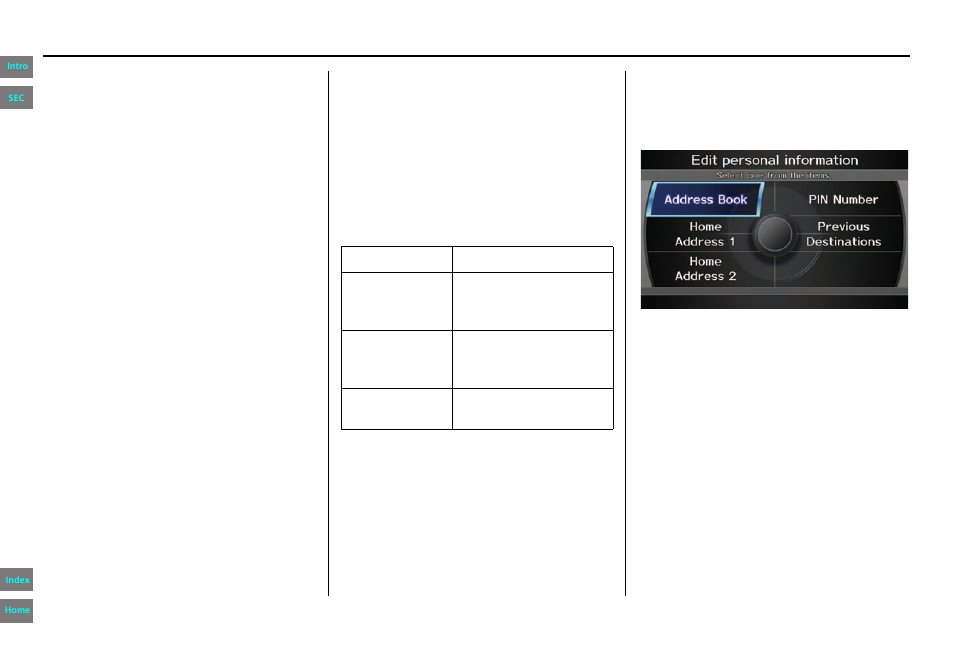Personal information, Navigation system manual, System setup | HONDA 2013 Pilot - Navigation Manual User Manual | Page 90 / 178