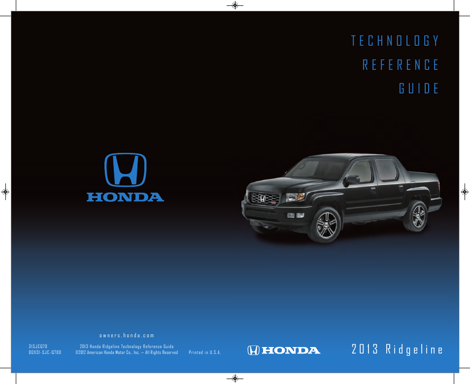 HONDA 2013 Ridgeline - Technology Reference Guide User Manual | 13 pages