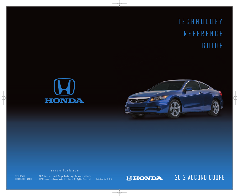 HONDA 2012 Accord Coupe - Technology Reference Guide User Manual | 14 pages