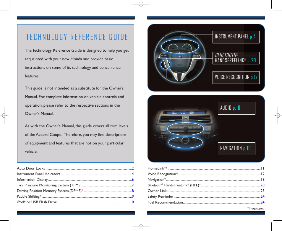 Technology reference guide, Bluetooth, Handsfreelink | HONDA 2012 Accord Coupe - Technology Reference Guide User Manual | Page 2 / 14