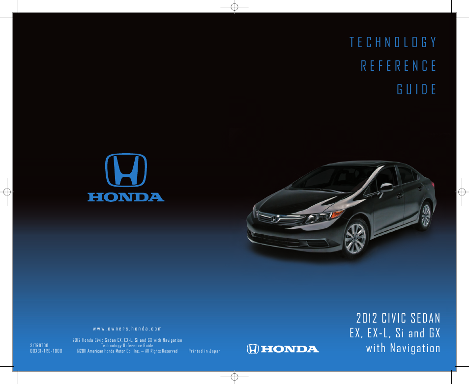 HONDA 1982 Civic Sedan (EX, EX-L, Si, GX with Navi ) - Technology Reference Guide User Manual | 15 pages