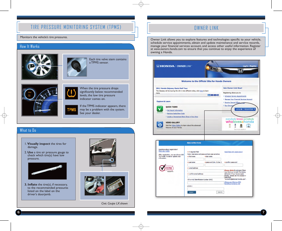 Tire pressure monitoring system (tpms), Owner link | HONDA 1982 Civic Coupe (DX) - Technology Reference Guide User Manual | Page 5 / 6