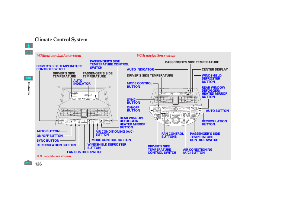 Climate control system, 2012 crosstour | HONDA 2012 Crosstour - Owner's Manual User Manual | Page 130 / 435