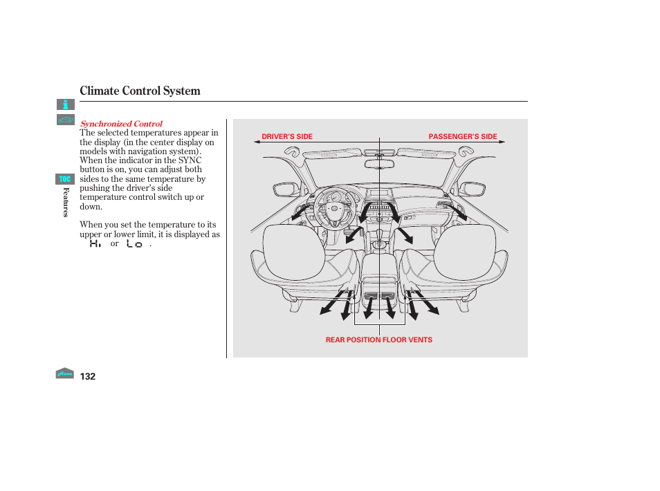 Climate control system, 2012 crosstour | HONDA 2012 Crosstour - Owner's Manual User Manual | Page 136 / 435