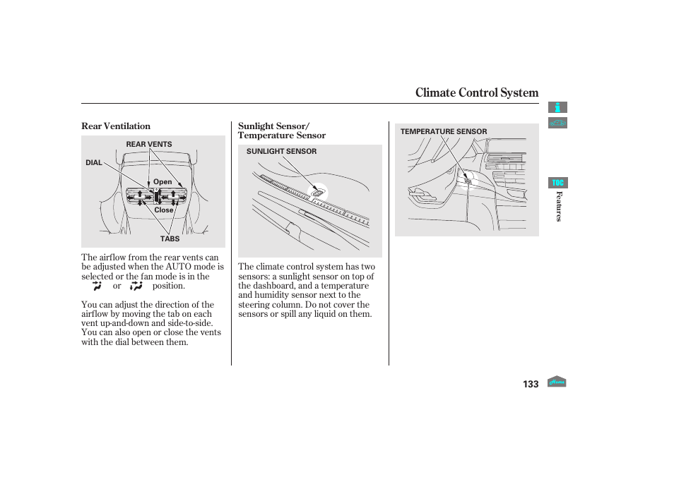 Climate control system, 2012 crosstour | HONDA 2012 Crosstour - Owner's Manual User Manual | Page 137 / 435