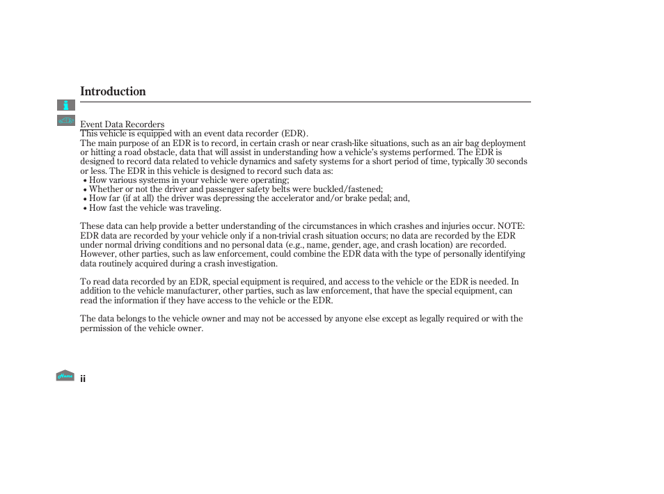 Introduction | HONDA 2012 Crosstour - Owner's Manual User Manual | Page 2 / 435
