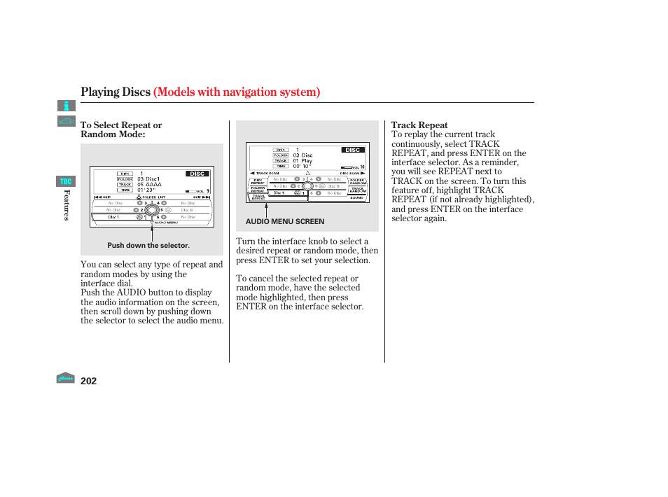 Playing discs (models with navigation system) | HONDA 2012 Crosstour - Owner's Manual User Manual | Page 206 / 435