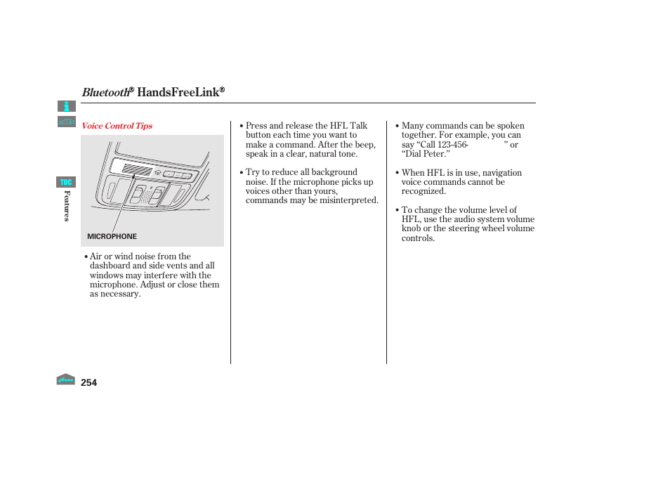 Handsfreelink, Bluetooth | HONDA 2012 Crosstour - Owner's Manual User Manual | Page 258 / 435