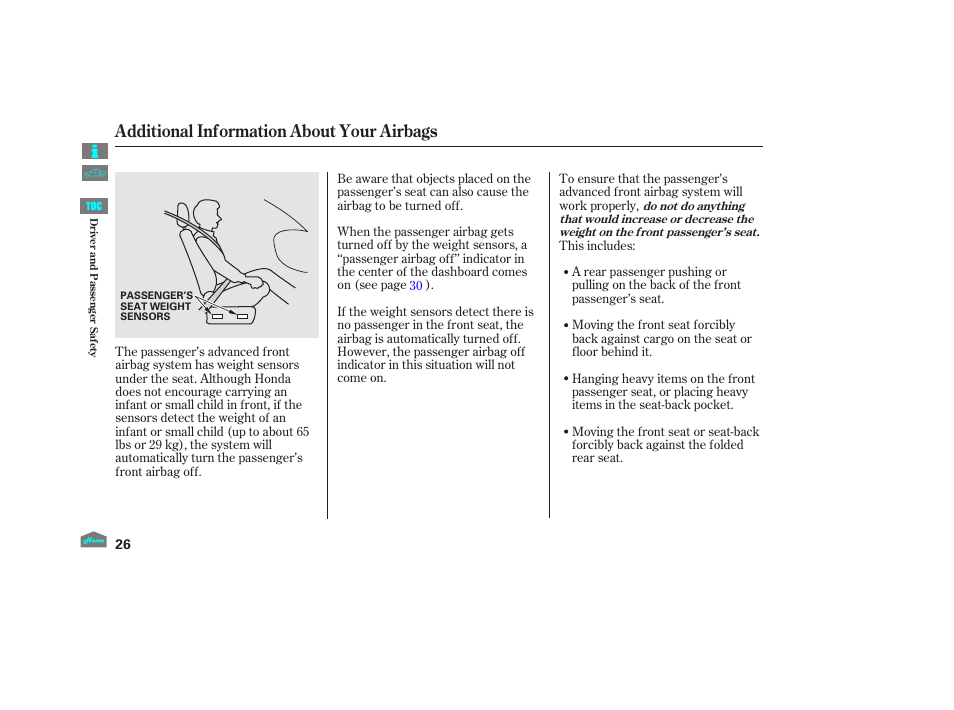 Additional information about your airbags, 2012 crosstour | HONDA 2012 Crosstour - Owner's Manual User Manual | Page 30 / 435